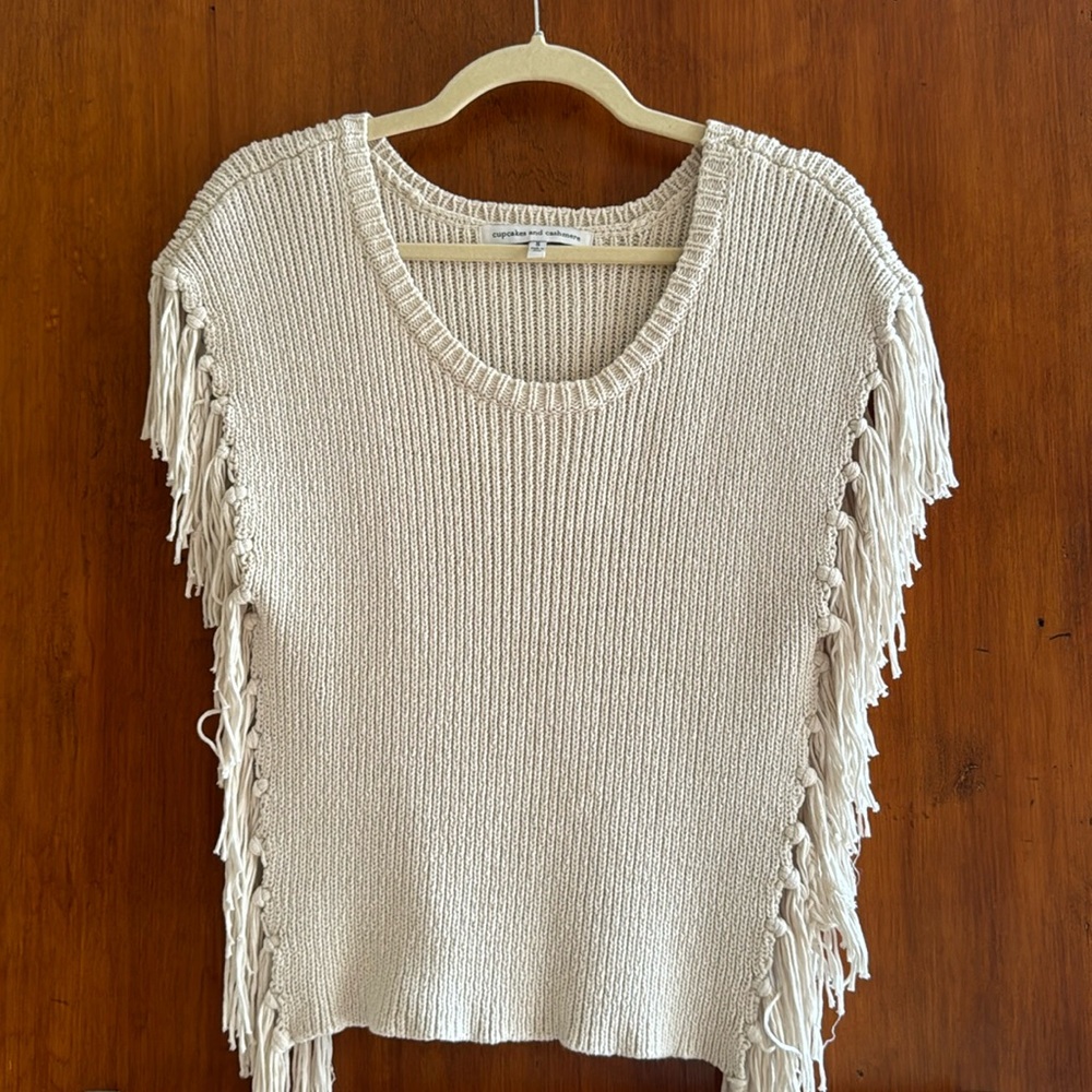 Cupcakes and Cashmere cream open-side sweater